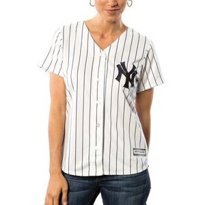 Majestic New York Yankees White Pinstripe Button-Up Jersey